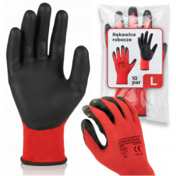 Rękawice robocze rękawiczki latex lateks ogrodowe zestaw 12 par rozmiar L