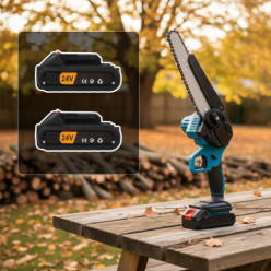 Mini tronçonneuse électrique sans fil mini 8" + deux piles 2x 1.5ah