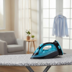 Żelazko bezprzewodowe parowe ceramiczne niebieskie 2400W