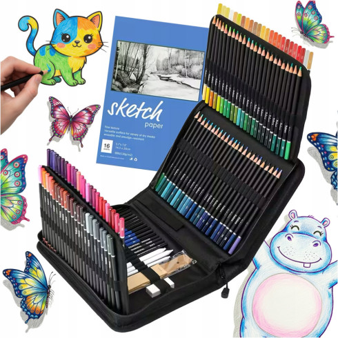 Zestaw artystyczny 146 el do malowania duży na prezent ołówki kredki w etui