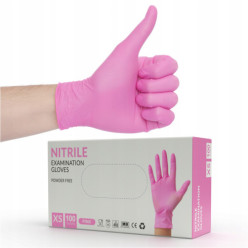 Rękawiczki nitrylowe rękawice bezpudrowe różowe pink 100 sztuk rozmiar XS