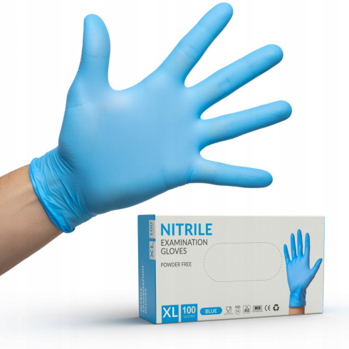 Rękawiczki nitrylowe rękawice bezpudrowe niebieskie blue 100 szt rozmiar XL