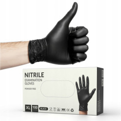 Nitrilové rukavice bez prášku černá 100 ks velikost XL