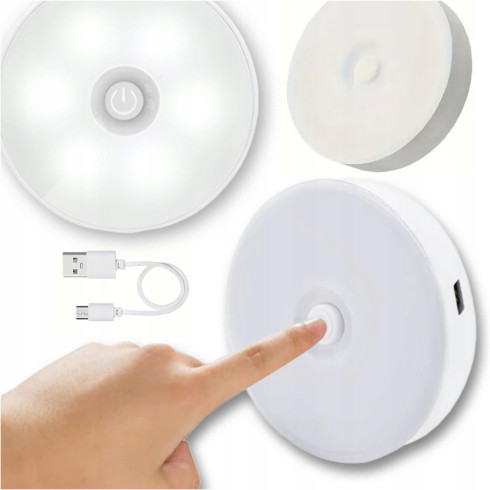Lampka LED dotykowa okrągła usb 3 barwy światła regulacja jasności