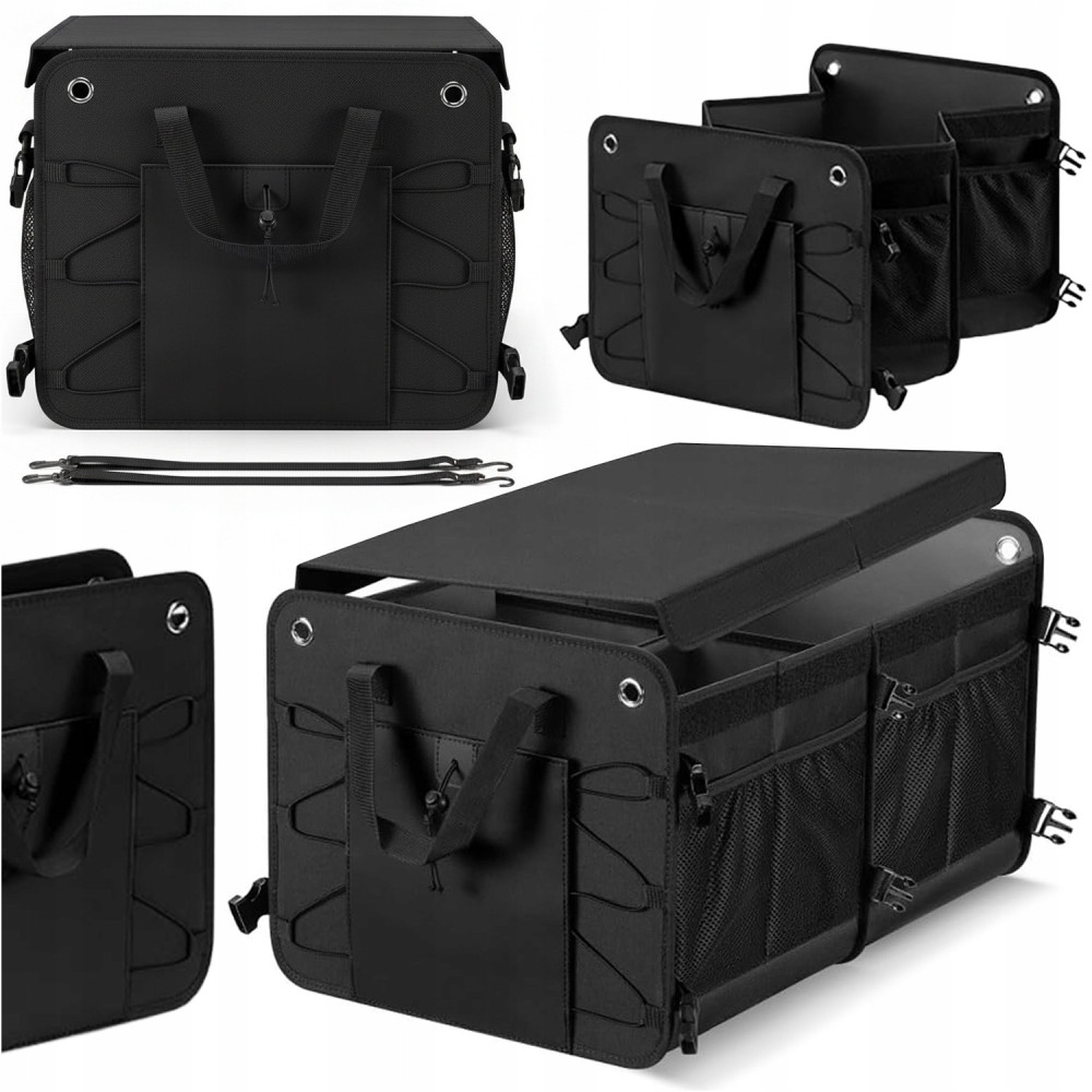 Duży organizer do bagażnika samochodu auta skrzynka kufer z pokrywą sztywny