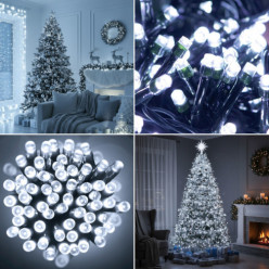 Lampki choinkowe świąteczne 300 LED biały zimny programator 8 trybów
