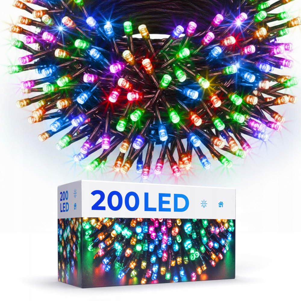 Lampki choinkowe świąteczne 200 LED multikolor programator 8 trybów