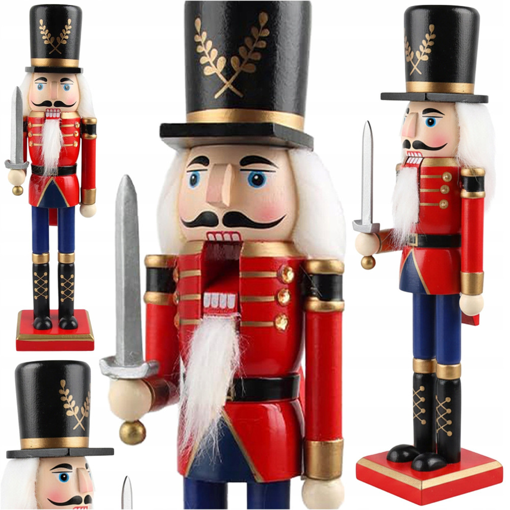 Dewniany dziadek do orzechów żołnierz figurka ozdobna świąteczna prezent