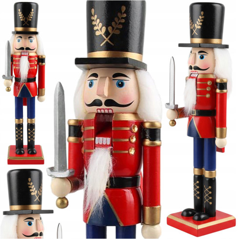 Dewniany dziadek do orzechów żołnierz figurka ozdobna świąteczna prezent