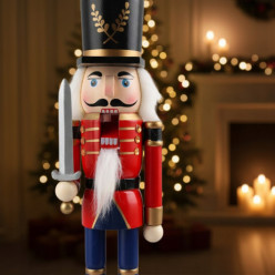 Dewniany dziadek do orzechów żołnierz figurka ozdobna świąteczna prezent