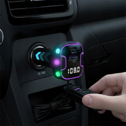 Transmiter bluetooth samochodowy fm 3x USB typ c ładowarka adapter