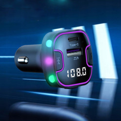 Transmiter bluetooth samochodowy fm 3x USB typ c ładowarka adapter