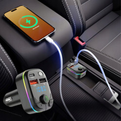 Transmiter samochodowy bluetooth ładowarka usb 2x USB USB-C głośnomówiący