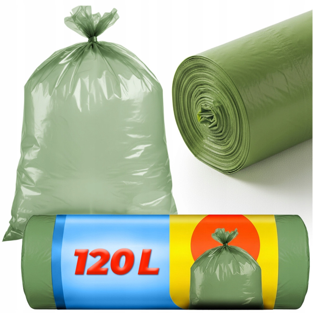 Sacs à bins 120l 100 pcs vert classique fort 10 rouleaux