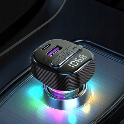 FM vysílač bluetooth auto nabíječka RGB mp3 USB-c 30w