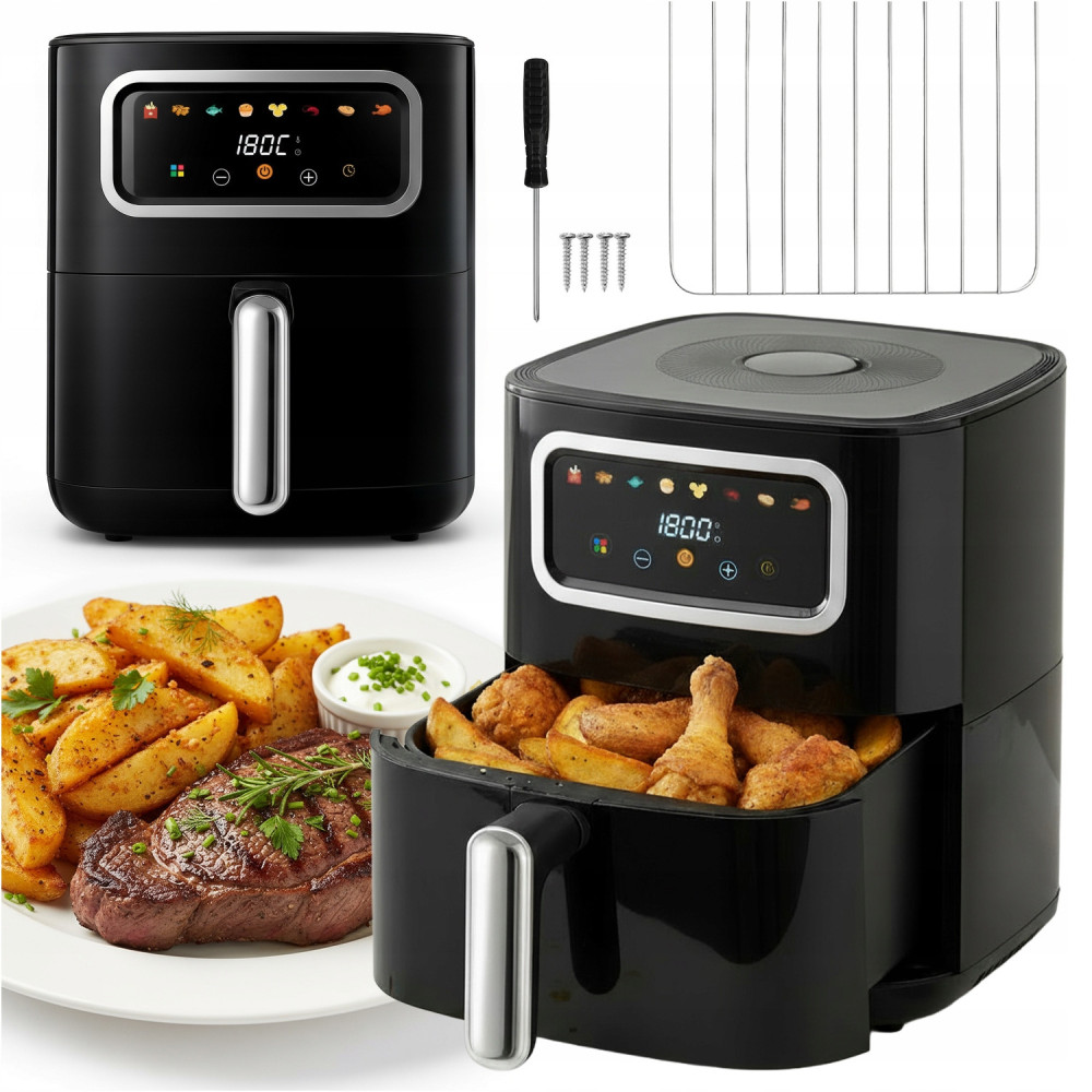 Frytkownica beztłuszczowa airfryer 5l air fryer 2400w 8 trybów frytownica