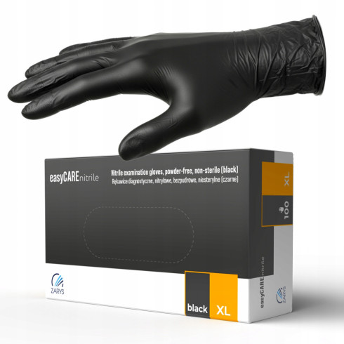 Rękawice nitrylowe rękawiczki zarys black 100 szt czarne bezpudrowe rozmiar XL