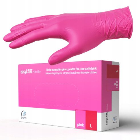 Gants nitrile rose 100 pcs rose taille L