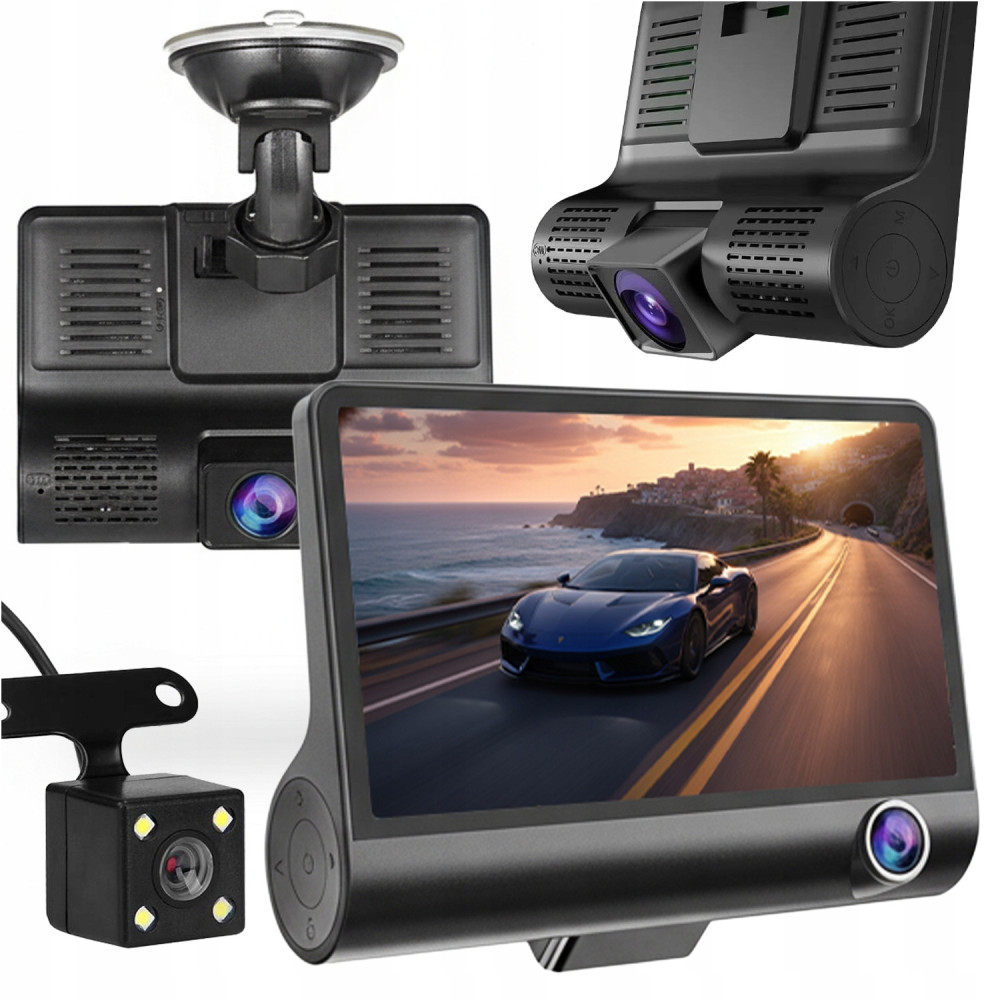 Rejestrator jazdy kamera cofania 5Mpx wideorejestrator full HD 3 kamery