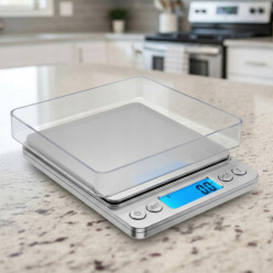 Waga kuchenna elektroniczna precyzyjna dokładna lcd 2000g 2kg 0,1g misa x2