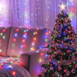 LED svetlá opona Vianočná girlanda 3x3 300 LED krytý multicolor