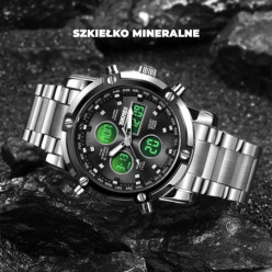 Zegarek męski bransoleta srebrna klasyczna Skmei 48mm