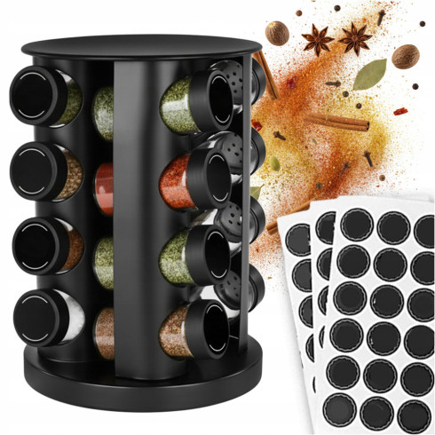 Spice rack set rotating spice stand 16 pcs + 89 pcs labels
