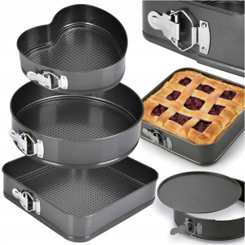 Springform cake tin set of 3 baking tins for cakes square round heart
