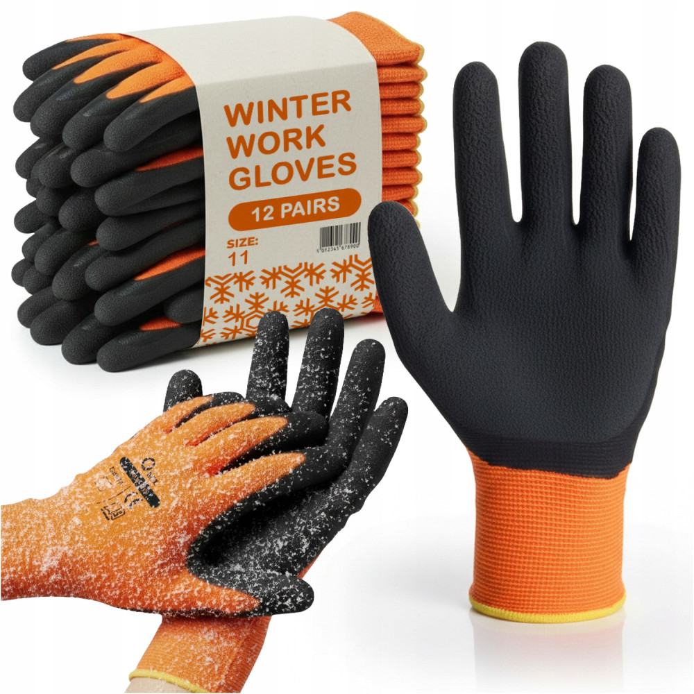 Rękawice robocze rękawiczki ocieplane zimowe zestaw 12 par rozmiar 11/XXL