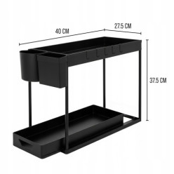 Organizer pod zlew 2 poziomowy czarny regał kuchenny wysuwany stojak półka