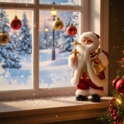 Tanec Santa s lucernou vánoční dekorace s melodií