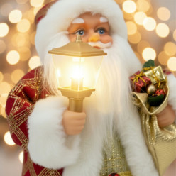 Tancujúci Santa s lampášom vianočné dekorácie s melódiou
