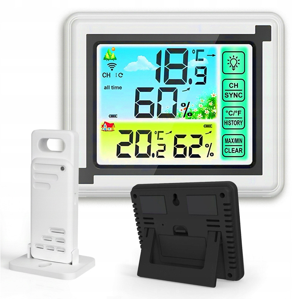 Bezprzewodowa stacja pogodowa termometr higrometr czujnik zewnętrzny pogody