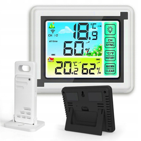 Bezprzewodowa stacja pogodowa termometr higrometr czujnik zewnętrzny pogody