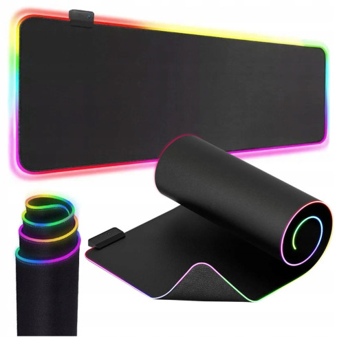 Podkładka pod myszkę klawiature gamingowa świecąca xxl czarna 80x30 led rgb