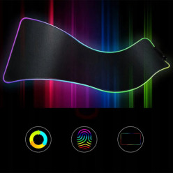 Játék egér és billentyűzet pad fény-up XXL fekete 80x30 LED RGB