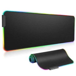 Podkładka pod myszkę klawiature gamingowa świecąca xxl czarna 80x30 led rgb