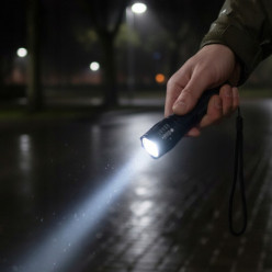 Latarka taktyczna mocna LED tryb zoom akumulatorowa + walizka