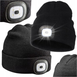 Czapka zimowa z latarką czarna