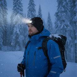 Czapka zimowa z latarką czarna