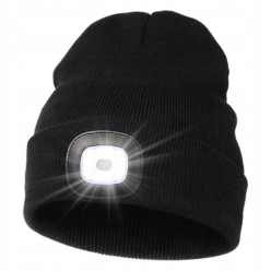 Czapka zimowa z latarką czarna