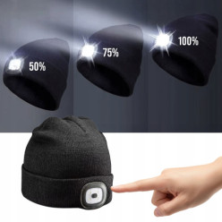 Czapka zimowa z latarką czarna