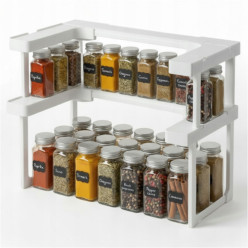 Regał organizer na pojemniki półka dwupoziomowa do szafki kuchni biała