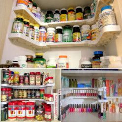 Regał organizer na pojemniki półka dwupoziomowa do szafki kuchni biała