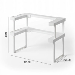 Regał organizer na pojemniki półka dwupoziomowa do szafki kuchni biała