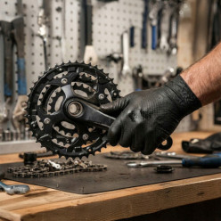 Rękawiczki nitrylowe warsztatowe mocne gogrip black czarne 50 szt rozmiar M