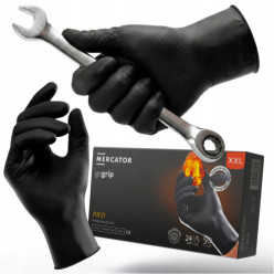 Rękawiczki nitrylowe warsztatowe mocne gogrip black czarne 50 szt rozmiar XXL