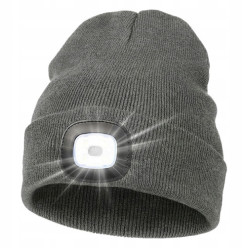 Czapka zimowa z latarką szara