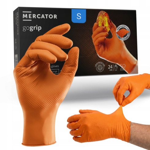 Rękawiczki nitrylowe warsztatowe mocne gogrip pomarańczowe 50 szt rozmiar S