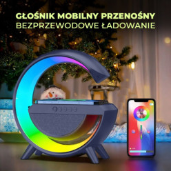 Lampka LED RGB wiele kolorów z głośnikiem i ładowarką indukcyjną